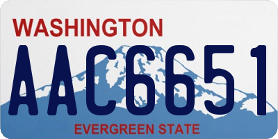 WA license plate AAC6651