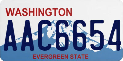 WA license plate AAC6654