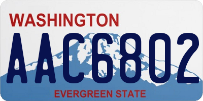 WA license plate AAC6802
