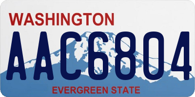 WA license plate AAC6804