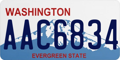 WA license plate AAC6834