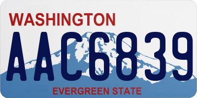 WA license plate AAC6839