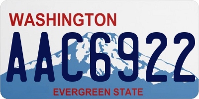 WA license plate AAC6922