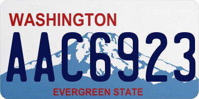 WA license plate AAC6923