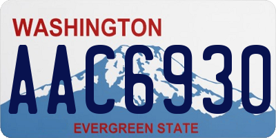 WA license plate AAC6930