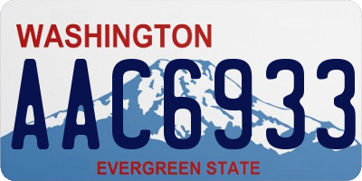 WA license plate AAC6933