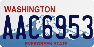 WA license plate AAC6953