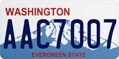 WA license plate AAC7007