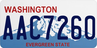 WA license plate AAC7260