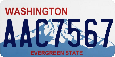 WA license plate AAC7567