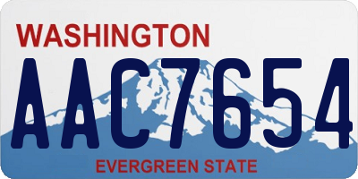 WA license plate AAC7654