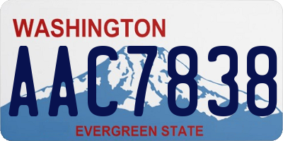 WA license plate AAC7838