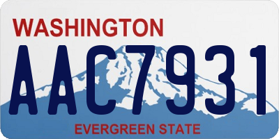 WA license plate AAC7931