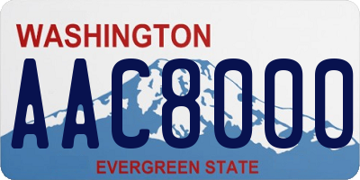 WA license plate AAC8000