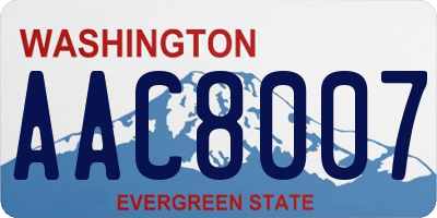WA license plate AAC8007
