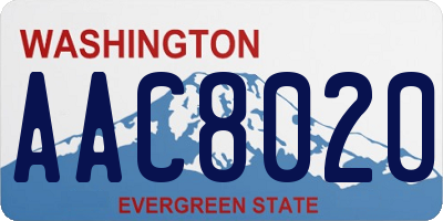 WA license plate AAC8020