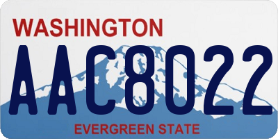 WA license plate AAC8022