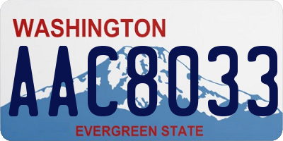 WA license plate AAC8033