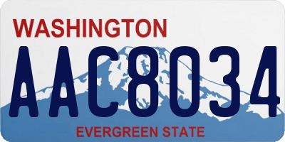 WA license plate AAC8034