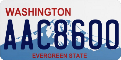 WA license plate AAC8600