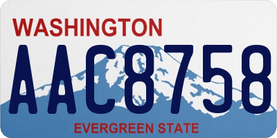 WA license plate AAC8758