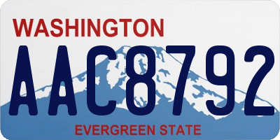 WA license plate AAC8792