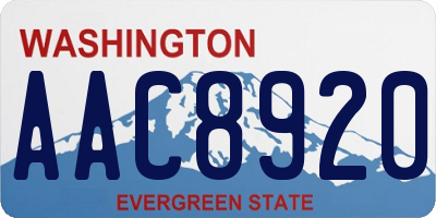 WA license plate AAC8920