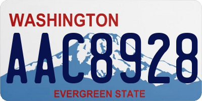 WA license plate AAC8928
