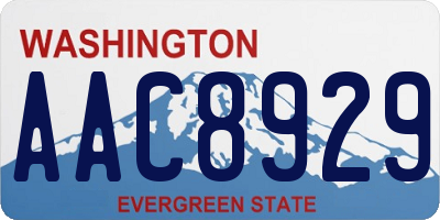 WA license plate AAC8929