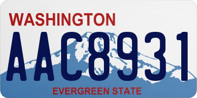 WA license plate AAC8931