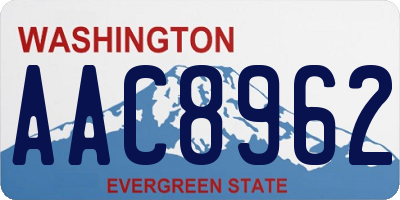 WA license plate AAC8962