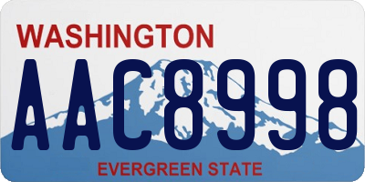 WA license plate AAC8998