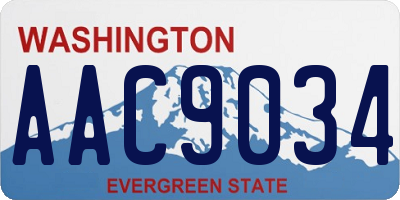 WA license plate AAC9034