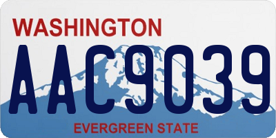 WA license plate AAC9039