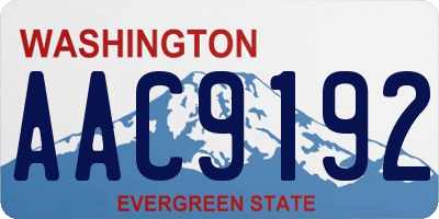 WA license plate AAC9192