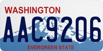 WA license plate AAC9206