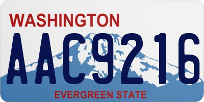 WA license plate AAC9216