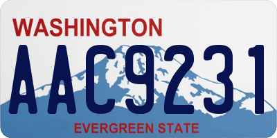 WA license plate AAC9231