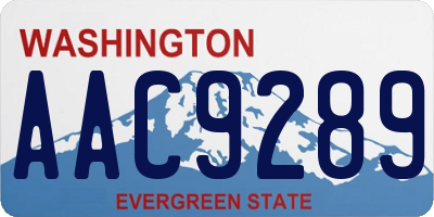 WA license plate AAC9289