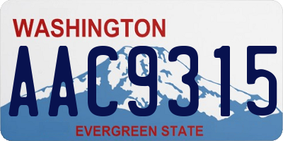 WA license plate AAC9315