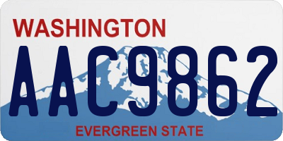 WA license plate AAC9862