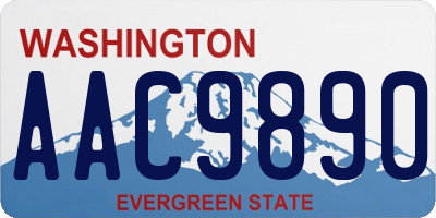 WA license plate AAC9890