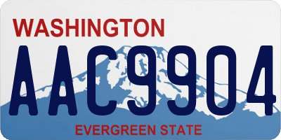 WA license plate AAC9904