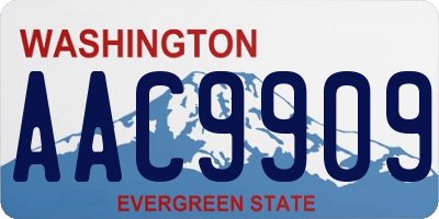 WA license plate AAC9909