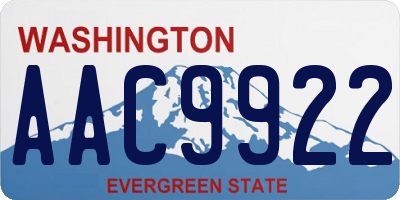 WA license plate AAC9922