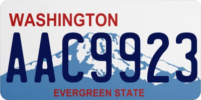 WA license plate AAC9923