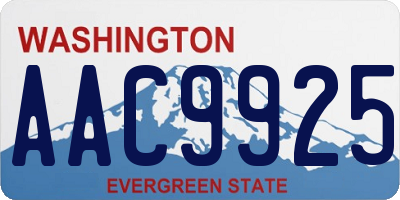 WA license plate AAC9925