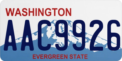 WA license plate AAC9926