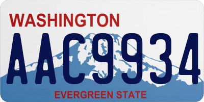 WA license plate AAC9934