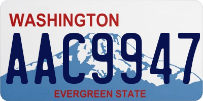 WA license plate AAC9947